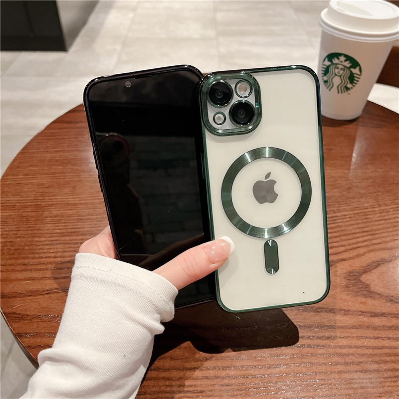 Soft Case Magnetik Support Magsafe Wireless Charging Phone Case Silikon With Ring Lensa Kamera Untuk Iphone 14 Iphone 14 Plus Iphone 14 Pro Iphone 14 Pro Max