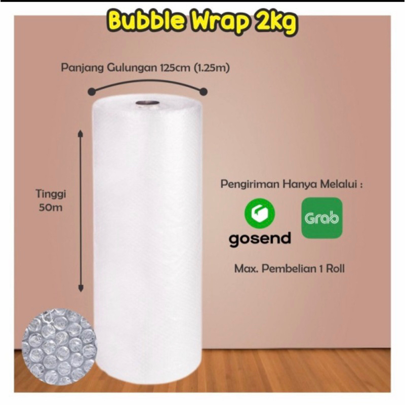 [ KHUSUS GOJEK/GRAB/SHOPE INSTAN ] BUBBLE WARP BENING 1 ROLL 125 cm x 50 cm -Polos