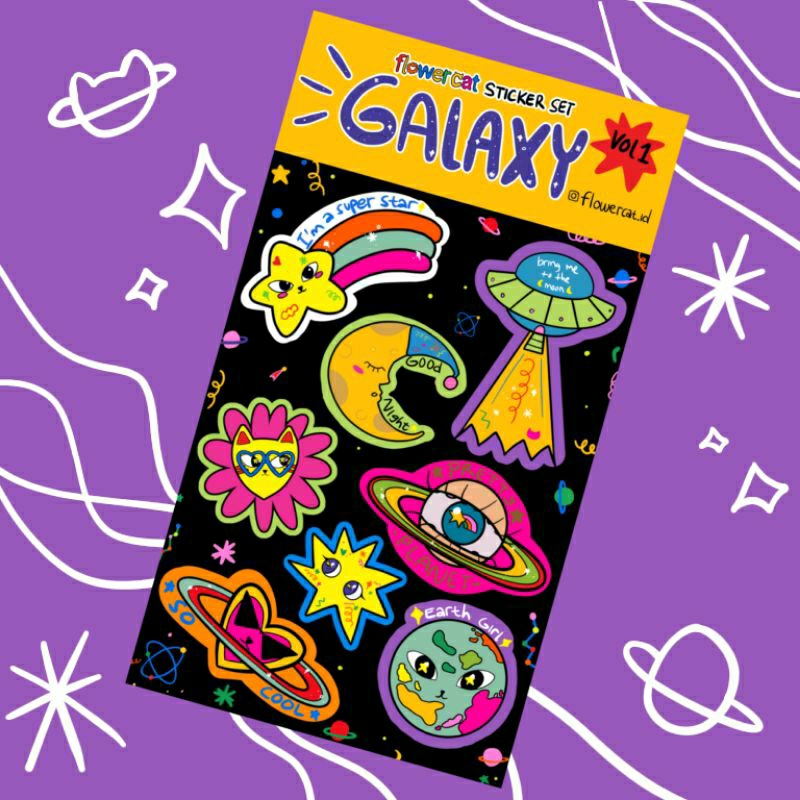 

Galaxy Sticker Set - Flower Cat