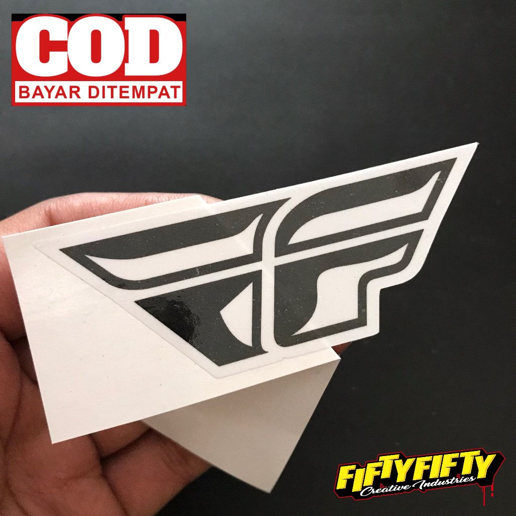 Stiker Print Cut LOGO FLY RACING Stiker Printing Laminasi Glossy Stiker Motor Mobil Helm Sudah Membentuk Pola Desain