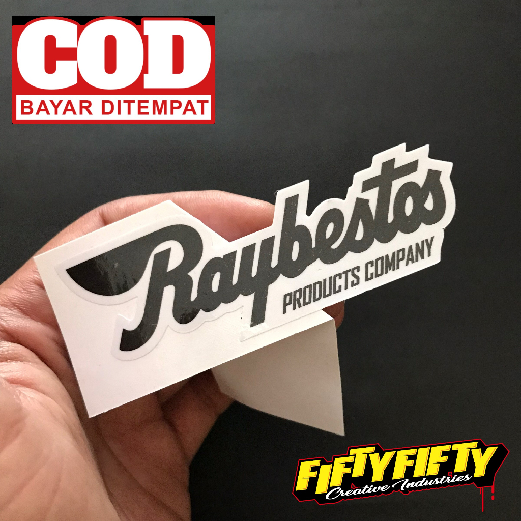 Stiker Print Cut RAYBESTOS Stiker Printing Laminasi Glossy Stiker Motor Mobil Helm Sudah Membentuk Pola Desain