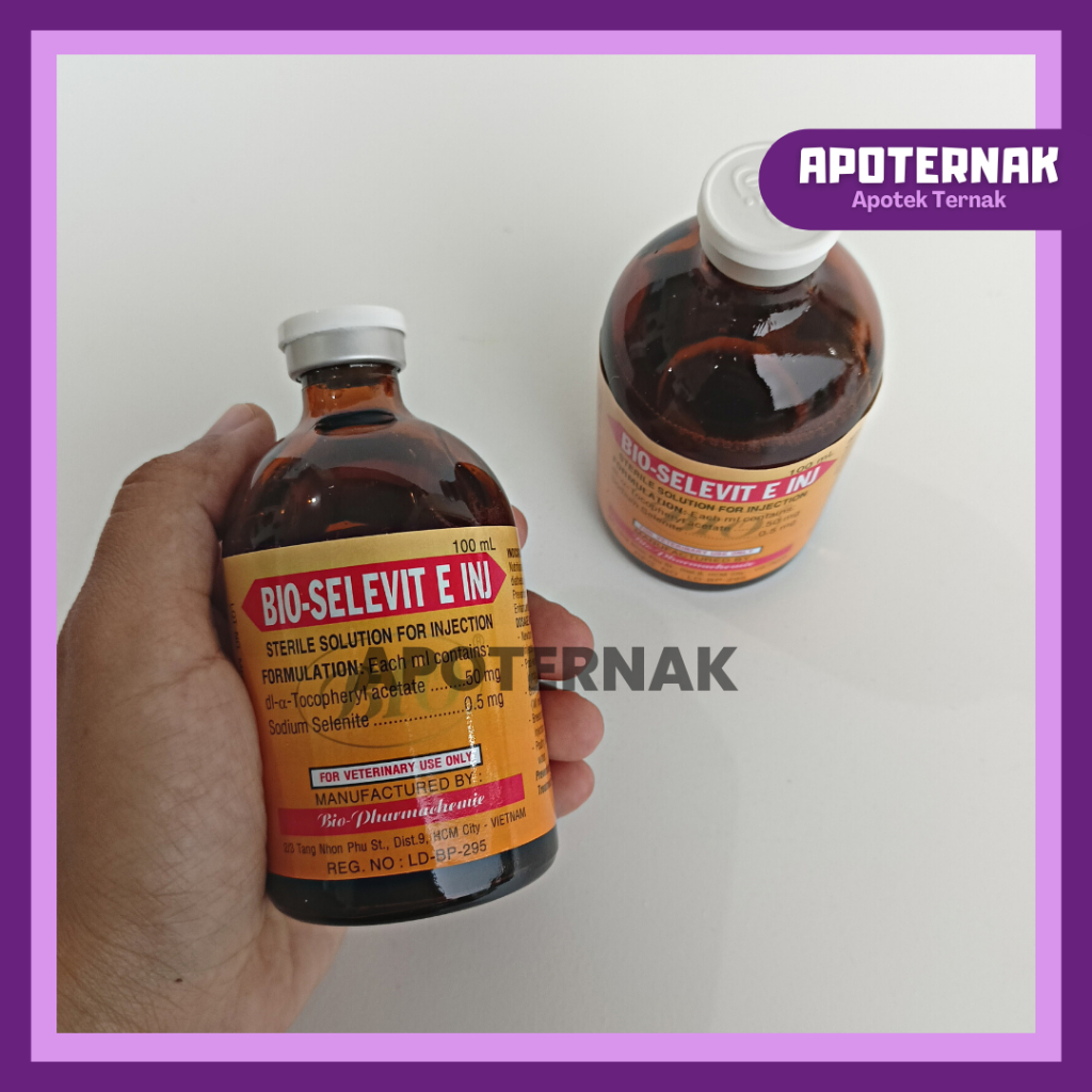 INTROVIT E SELEN inj 100 ml | Vitamin E Selenium Peningkat Sistem Imun &amp; Kesuburan Reproduksi Hewan Holland | Like Bio Selevit E