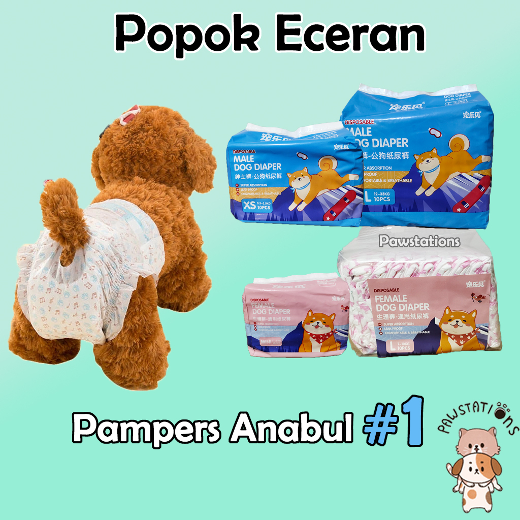 Popok Anjing Betina &amp; Jantan Pampers Anjing Pet Diapers Disposable Diapers