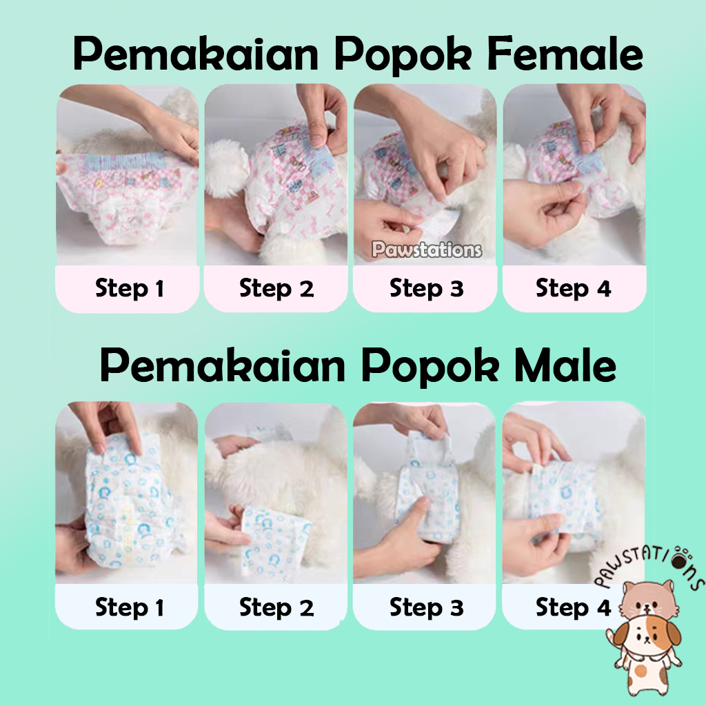 Popok Anjing Betina &amp; Jantan Pampers Anjing Pet Diapers Disposable Diapers