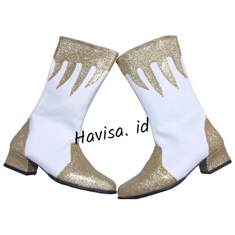 Sepatu mayoret putih glitter gold