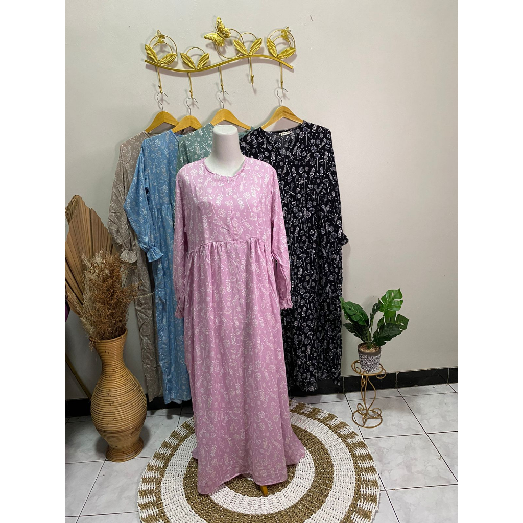 Gamis Rayon Motif Dress Motif Gamis Dress Busui / Pakain Wanita