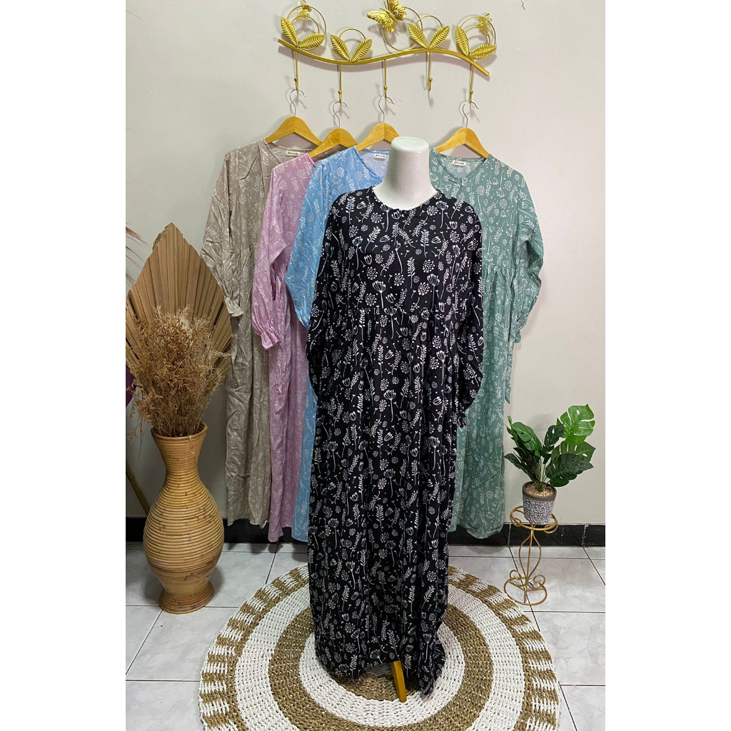 Gamis Rayon Motif Dress Motif Dress Busui Pakaian Wanita