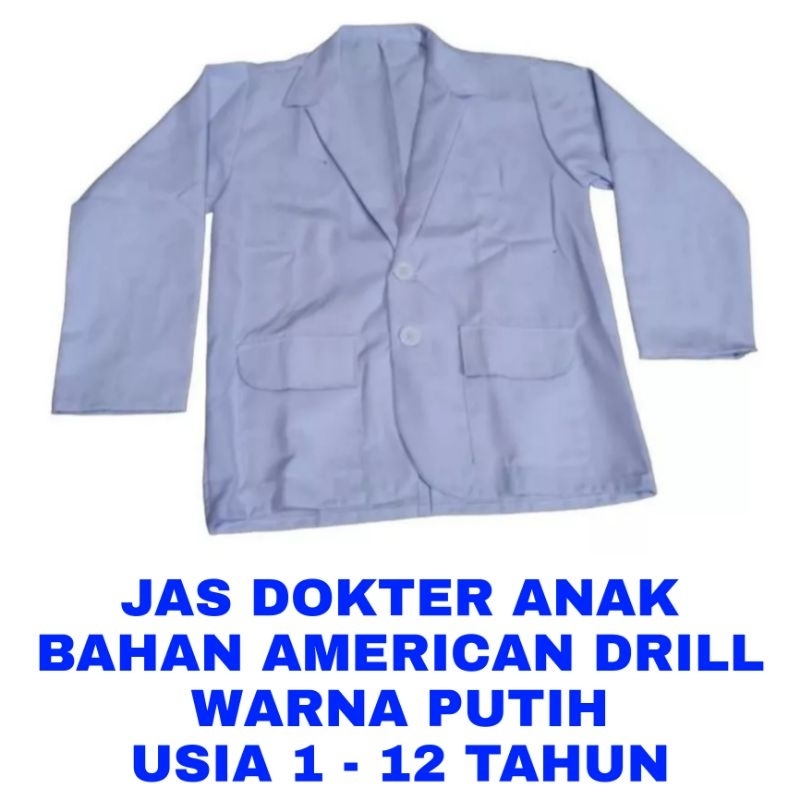 WK JAS DOKTER PUTIH ANAK LAKI LAKI PEREMPUAN BAJU KOSTUM PROFESI