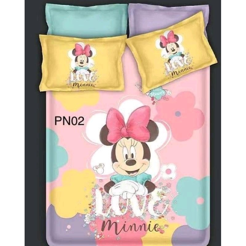 LIA SPREI SET KATUN JEPANG ORI MOTIF MINNIE MOUSE PANEL