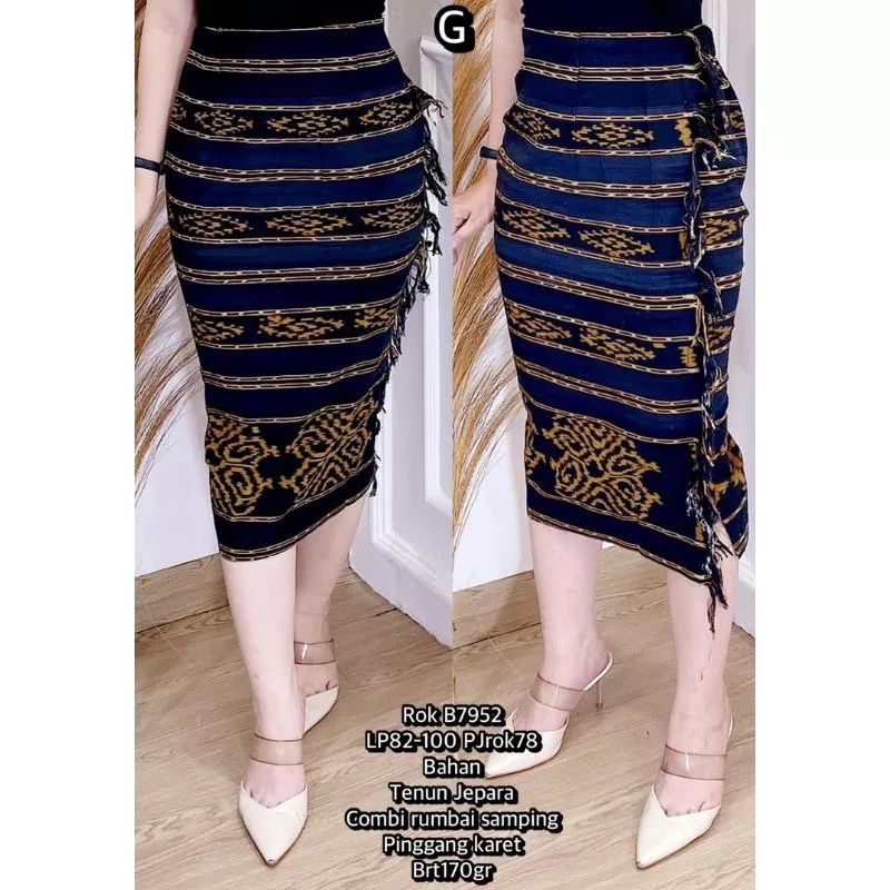 ROK SPAN TENUN RUMBAI, ROK KERJA 7/8 SLIM