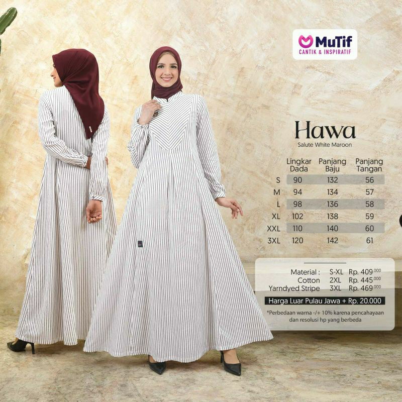 Mutif Hawa Salute White Blue Mutif Hawa Salute White Maroon Mutif Hawa Salute White Brown Baju Muslim Gamis Dress Casual Premium Terbaru Ori Lebaran 2023 Sarimbit