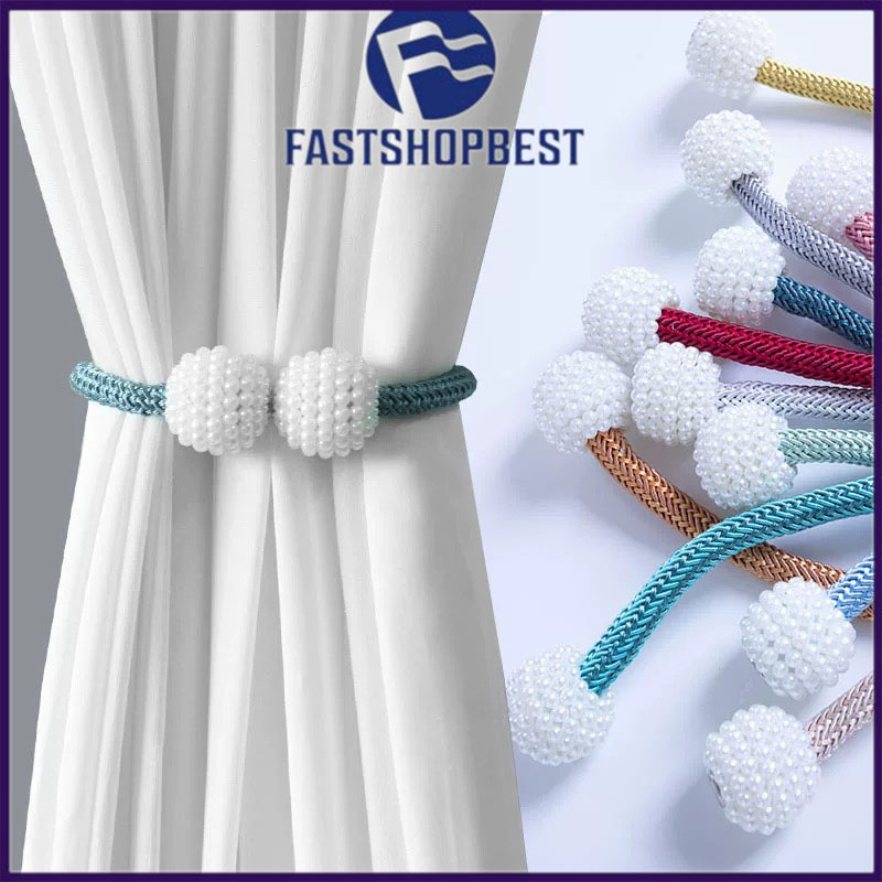 Tali Pengikat Gorden Magnet Mutiara 1 PC Pengait Hordeng Magentic Curtain Ball Dekorasi Jendela tira