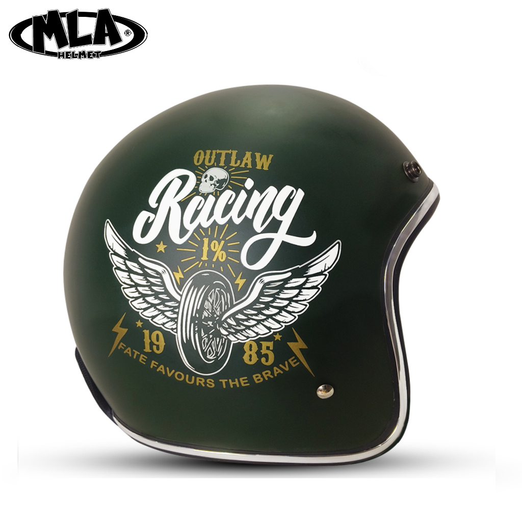 HELM BOGO PREMIUM / KBS RETRO BASIC OUTLAW RACING -/HELM PRIA DAN WANITA DEWASA SNI