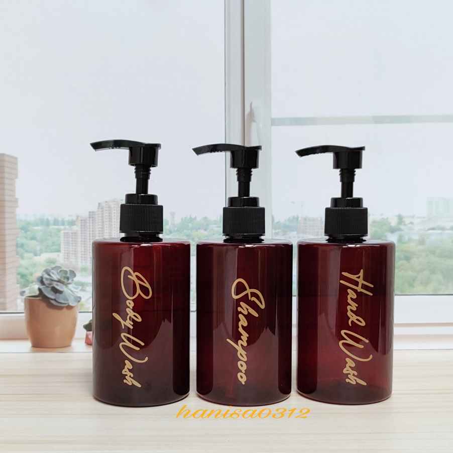 Botol Pump 250ml Aesthetic Tempat Sabun Cair Coklat Tutup Pump Luxury