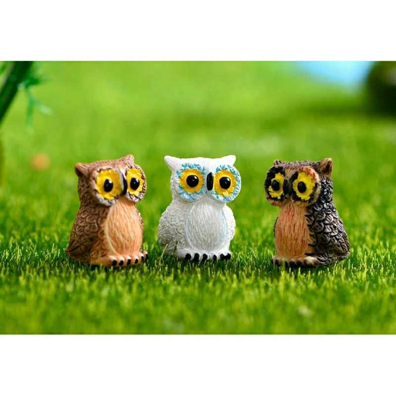 Miniatur Burung Hantu Untuk Dekorasi Patung Owl Untuk Cake Patung Taman Bonsai