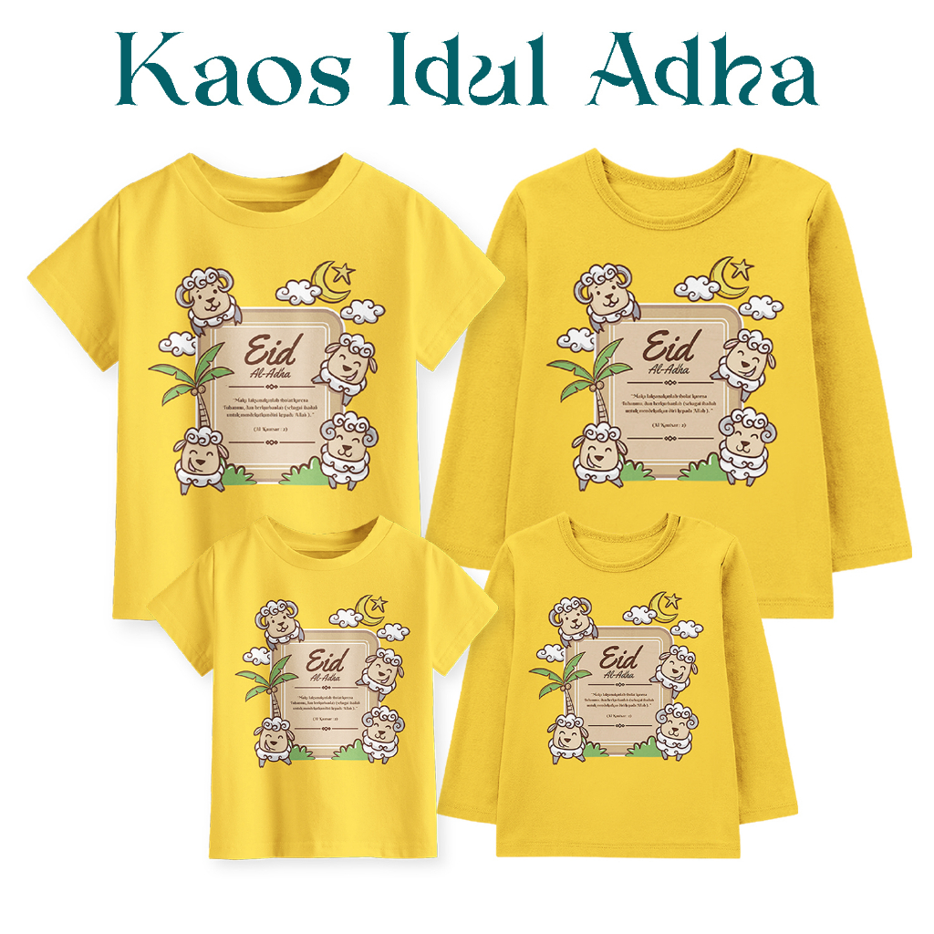 Kaos Seragaman Keluarga Idul Adha Warna Mustard Anak dan Dewasa
