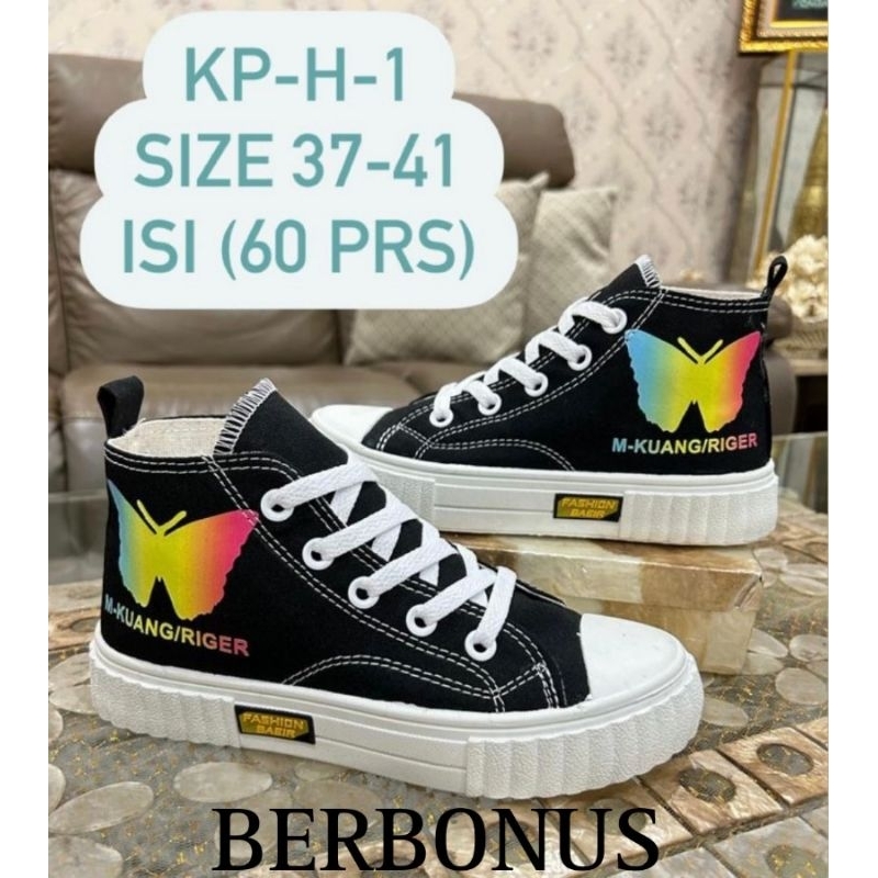 Sepatu BOOTS Sol Karet Lentur Bahan Kanvas Wanita Fashion 015