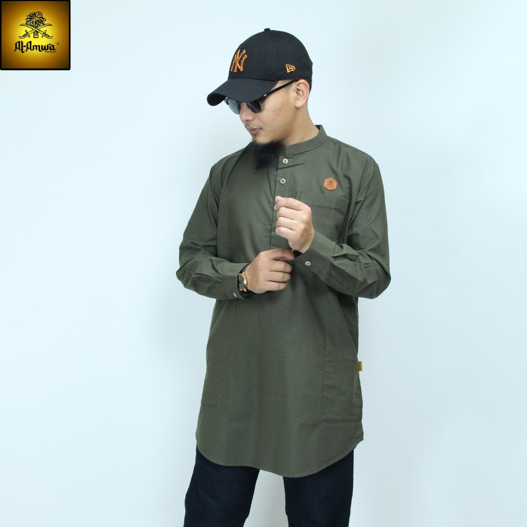 Baju Kurta Panjang Kerah Shanghai Al amwa Baju Muslim Pria