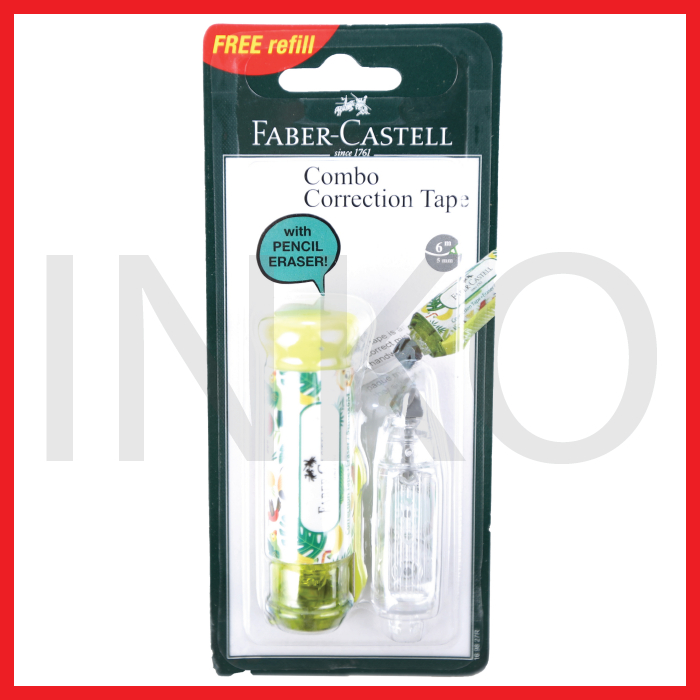 

FABER CASTELL COMBO CORRECTION TAPE WITH PENCIL ERASER YELLOW SLOTH