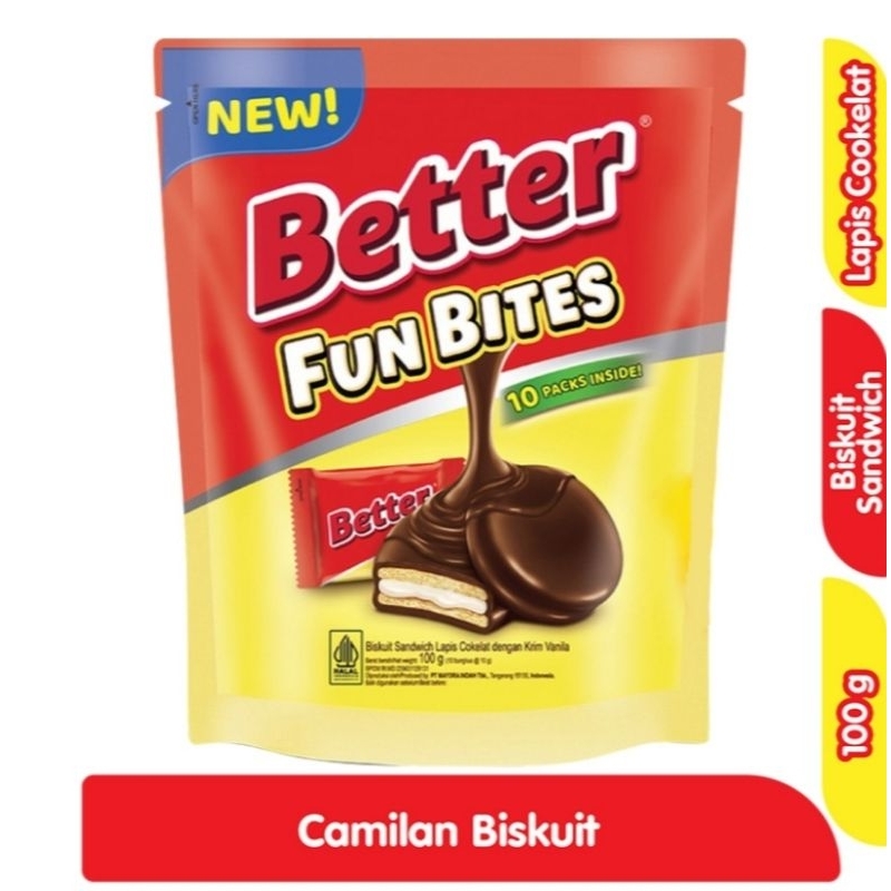 

Better Fun Bites Biscuit Sandwich Coklat Vanila Pouch 100 g