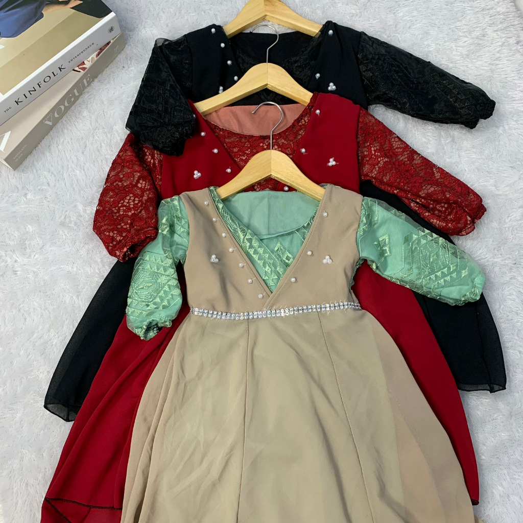 Gamis Anak KANAYA Gamis Anak Perempuan Usia 2 3 4 5 6 7 8 Tahun Bahan Ceruty Mix Brukat Terbaru