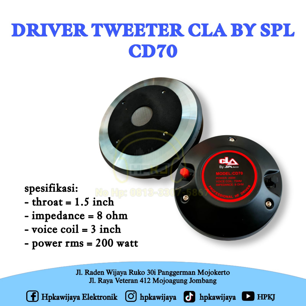 DRIVER TWEETER CLA BY SPL AUDIO CD70 TWEETER CLA CD 70