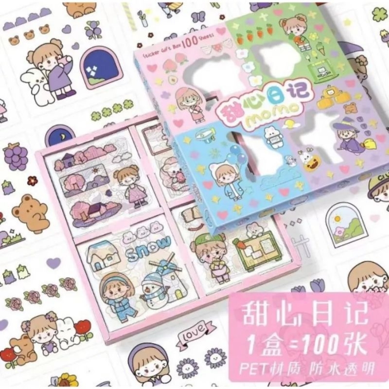 Sticker Momo Aesthetic Korea 100 Lembar Sticker Lucu