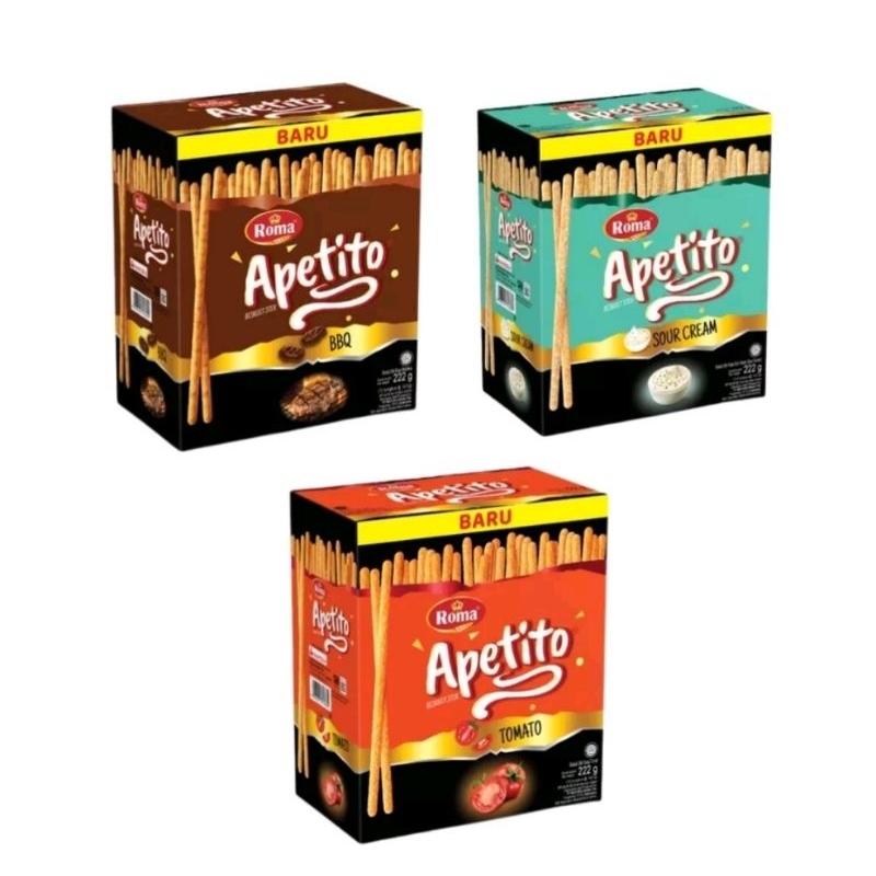 

ROMA APETITO BISKUIT STIK BARU 222 GRAM / ROMA APETITO / BISKUIT ROMA APETITO / ROMA APETITO STIK TOMATO / ROMA APETITO SOUR CREAM / ROMA APETITO BBQ / BISKUIT ROMA / APETITO / ROMA