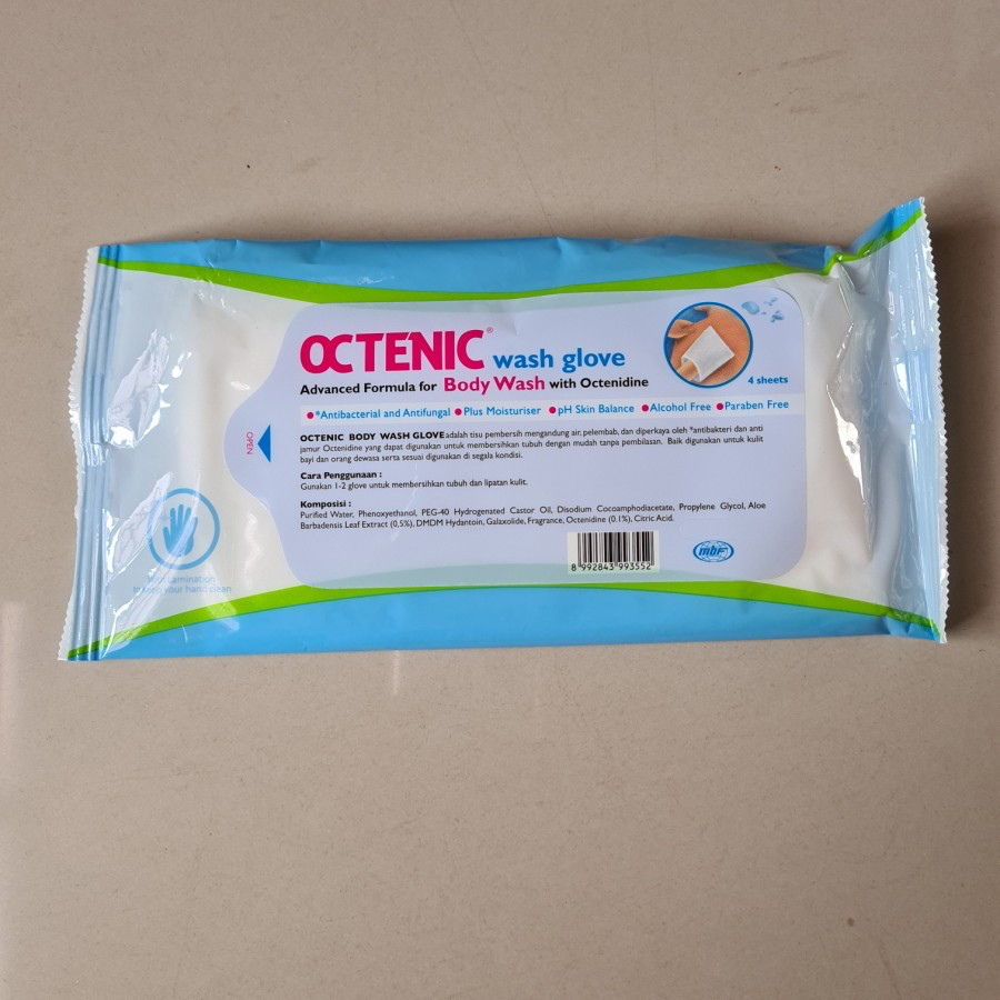 Octenic Body Wash Glove Tissue | Washlap Sekali Pakai isi 4 Lembar