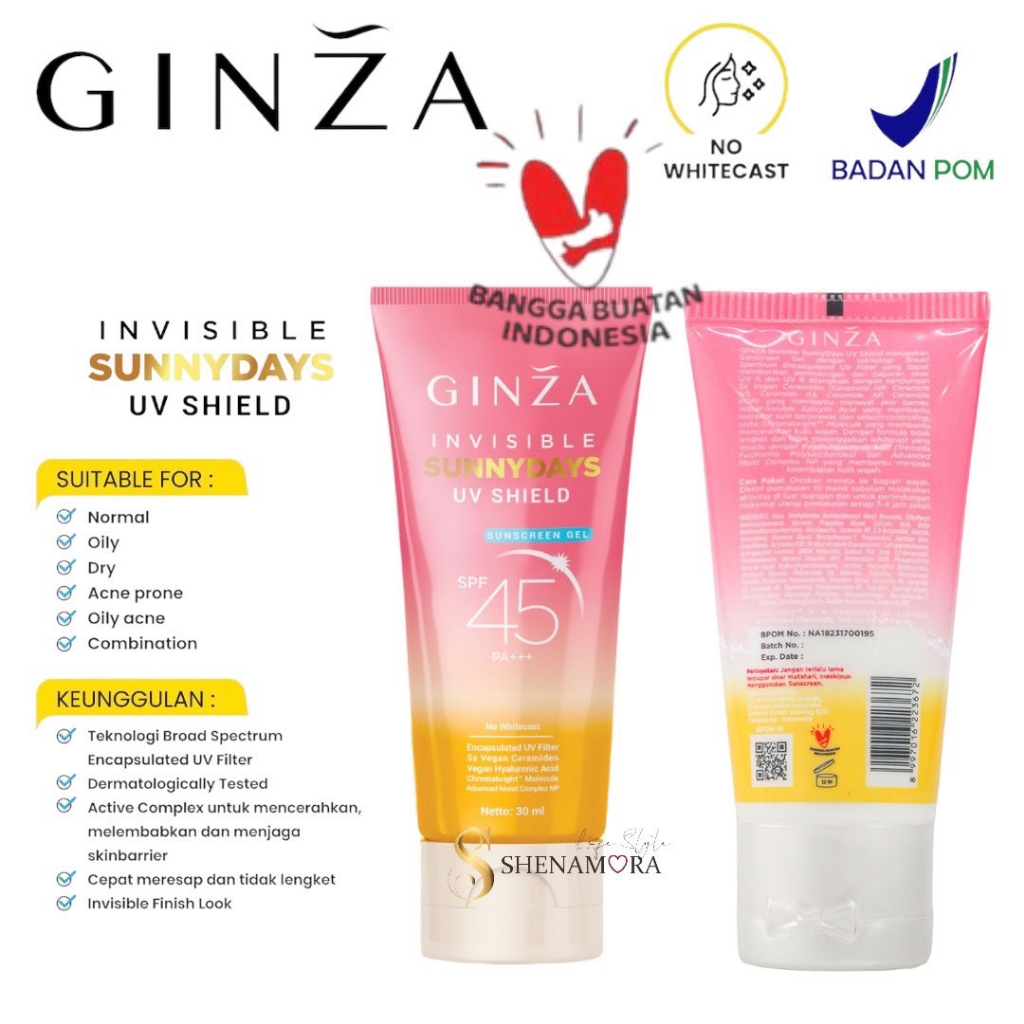 Ginza Invisible SunnyDays UV Shield Sunscreen Gel SPF 45 PA+++