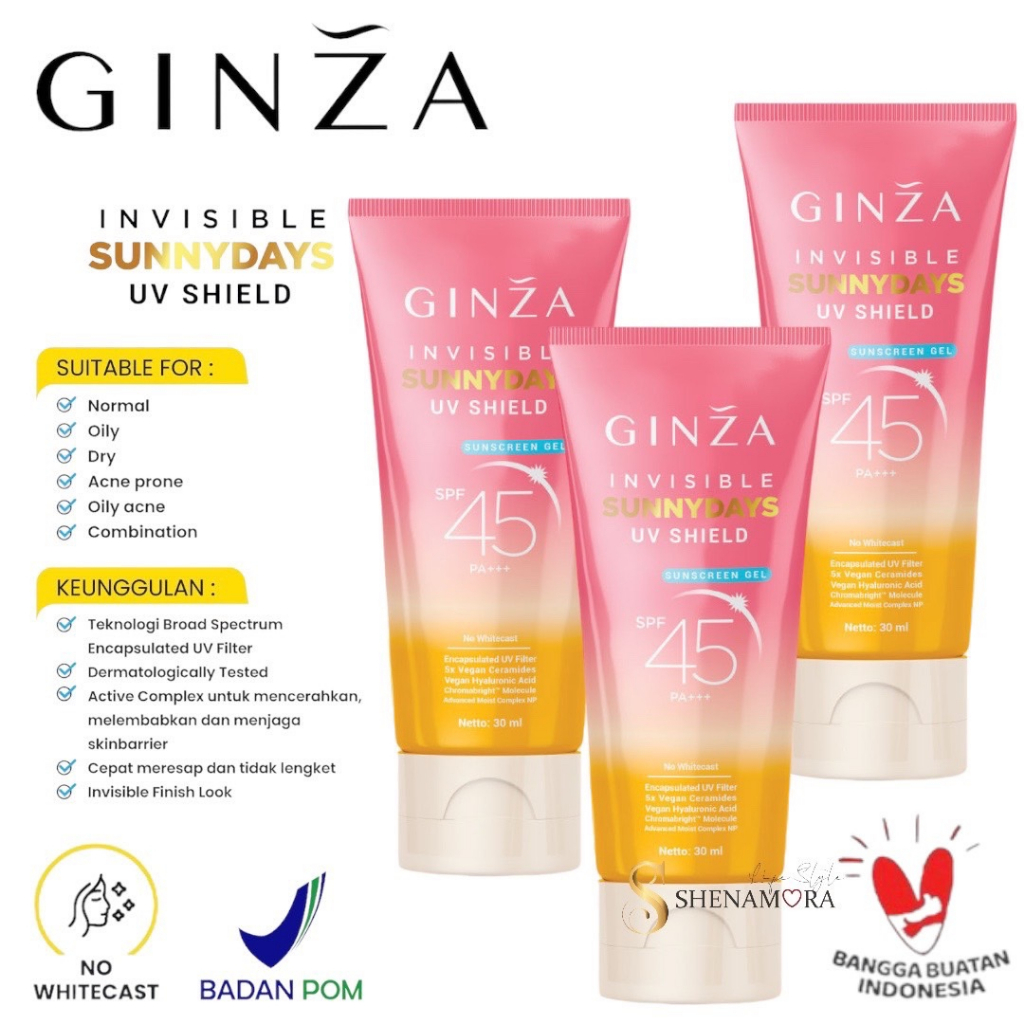 Ginza Invisible SunnyDays UV Shield Sunscreen Gel SPF 45 PA+++