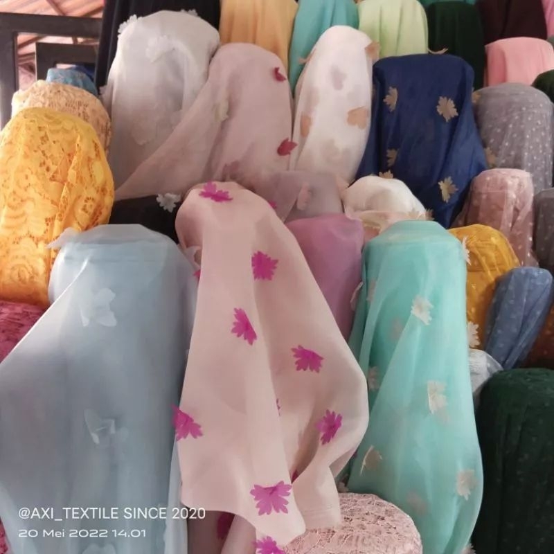 kain organza uragiry motif tempel limitied stock sisa export | harga per 1,5 m