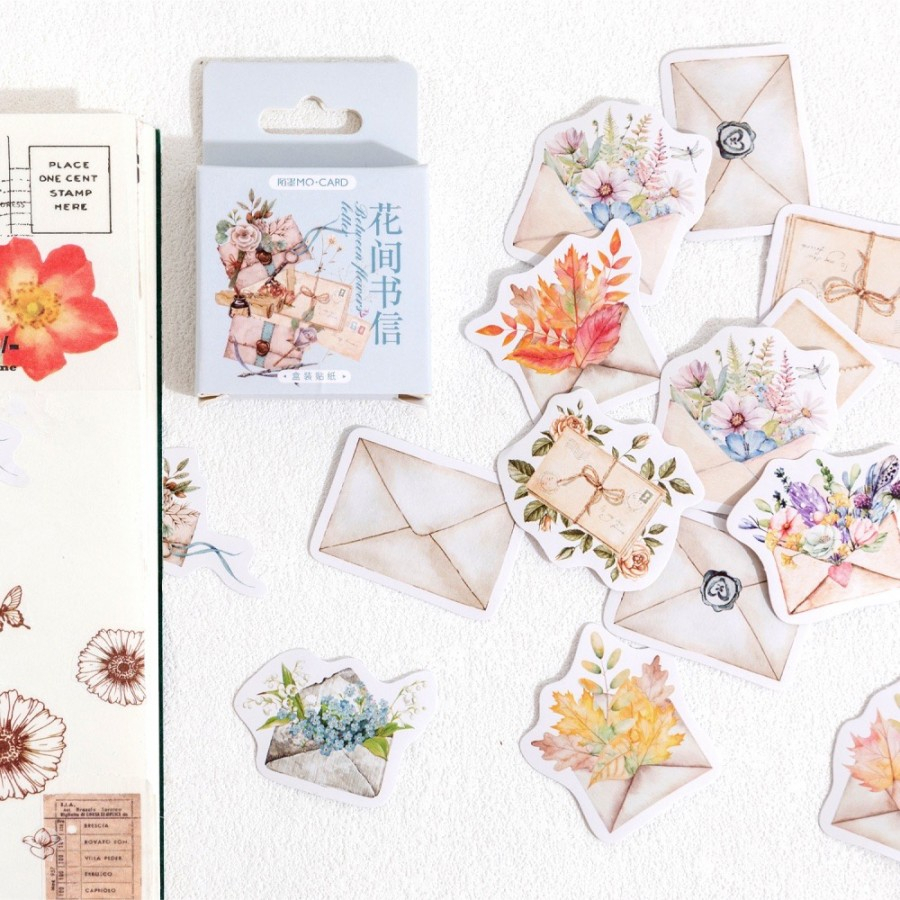 

46Pcs Lembar/ Pack Vintage Letter Flower Envelope Love Stiker Deco G7