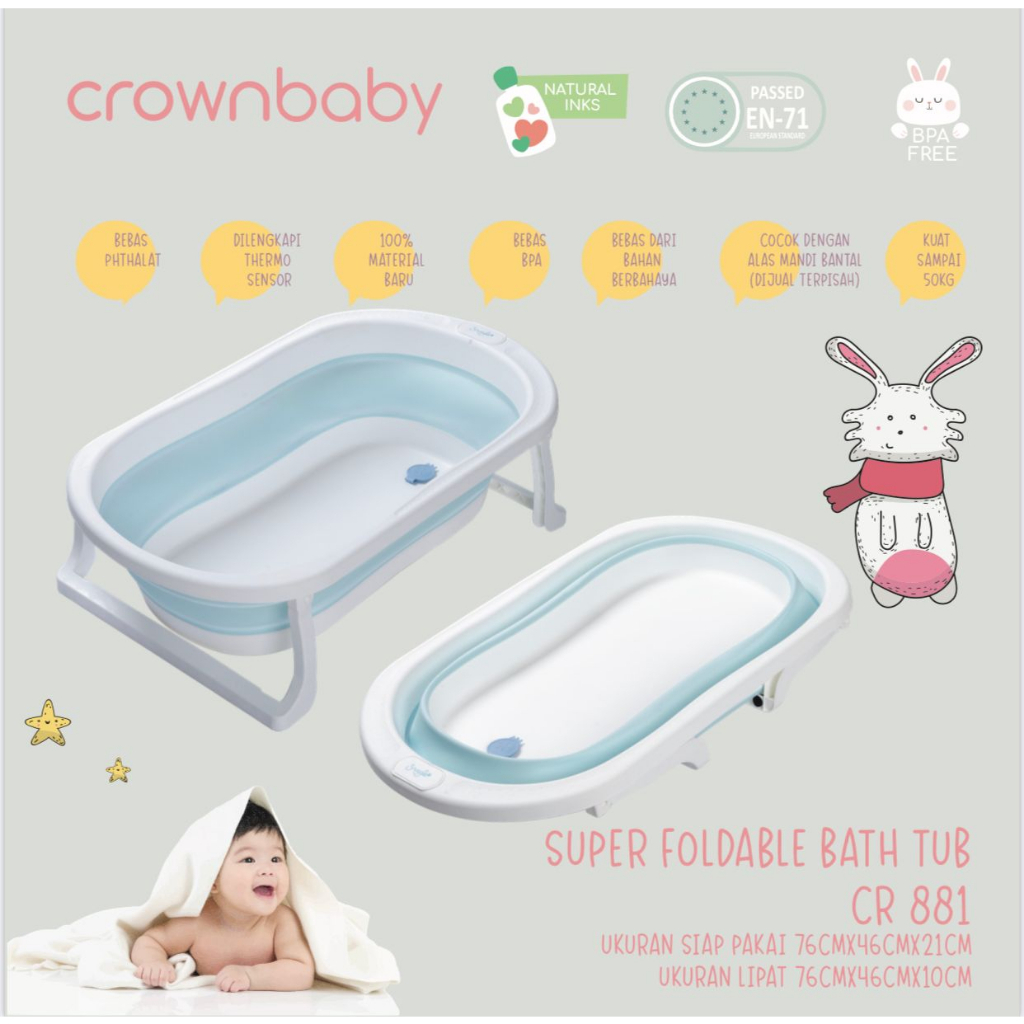 CROWN CR881 MY FOLDABLE BATHTUB LARGE SUPER FOLDABLE BATHTUB BAK MANDI ANAK BAK LIPAT