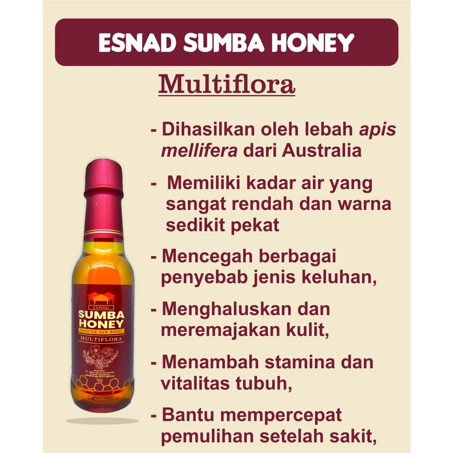 SUMBA HONEY Premium Raw Honey MULTIFLORA Madu Sumba 350gram