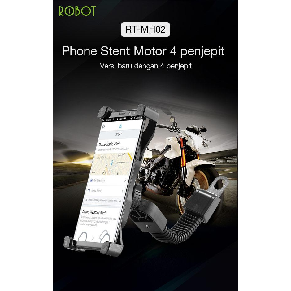 ROBOT RT-MH02 Phone Stand Car Holder Motor Holder - Garansi Resmi 1 Tahun