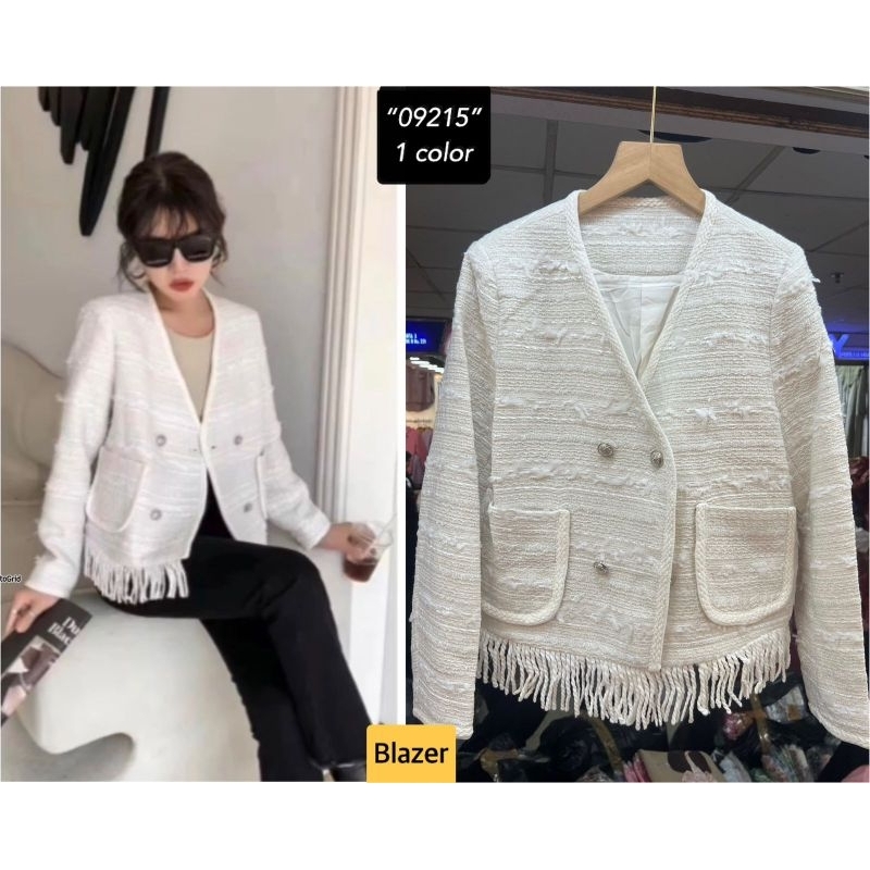 ESME TWEED/ESME RAWIS BLAZER TWEED FULL FURING/ KOREAN LOOK/READY STOK