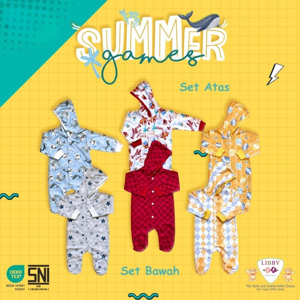 Libby Baby Jumpsuit Topi Tutup Kaki MOTIF BABY COLLECTION/SUMMER GAMES/THE TERRACE STORY - LIBBY THE ENCHANTED WILD -Libby Hello Sunshine/sleepsuit bayi