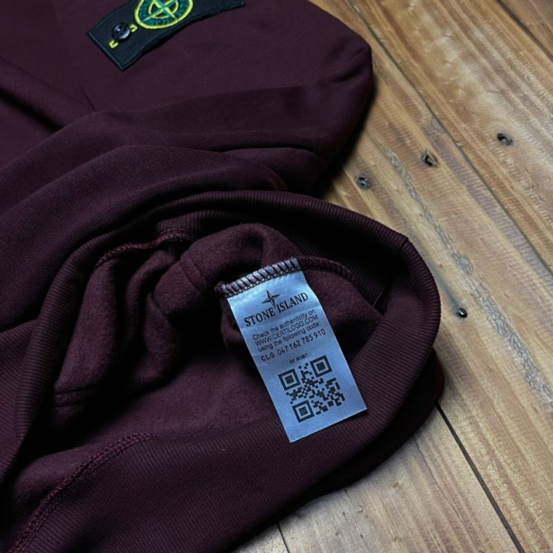 HOODIE JAKET SWEATER STONE ISLAND MARONN BURGANDY FULLTAG &amp; LABEL