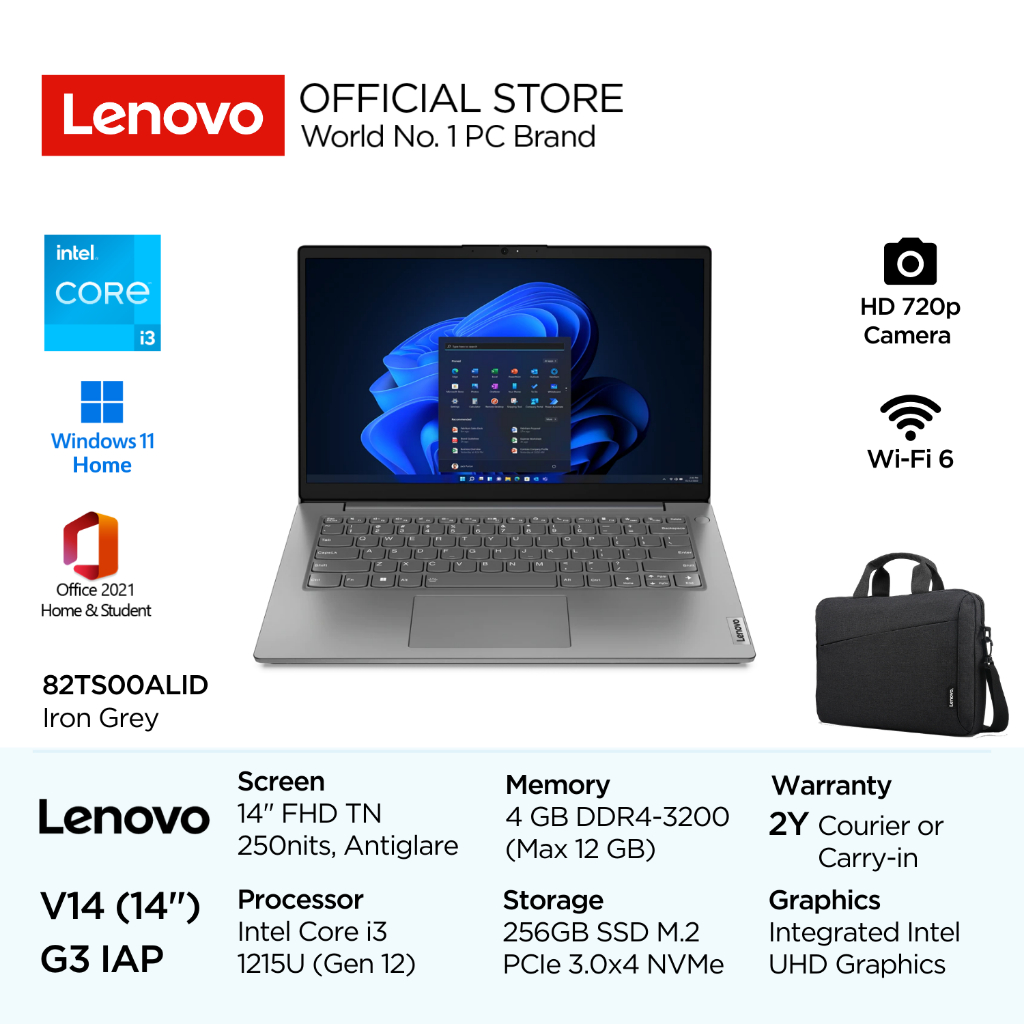 Lenovo V14 G3 IAP i3 1215U Win11 OHS 4GB 256GB SSD 14" FHD TN 250nits Antiglare Integrated Intel UHD