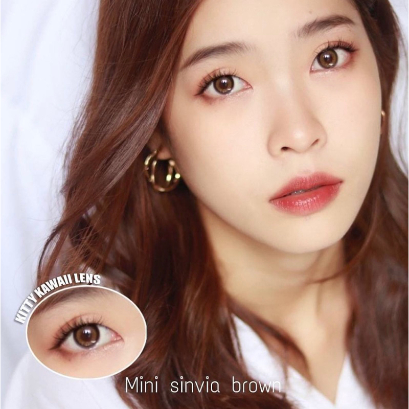 Softlens Kitty Kawaii Mini Sinvia Brown / Coklat Normal Minus Beda Minus