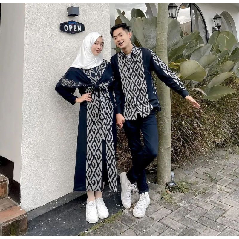 Couple Etnik Tenun Blanket Troso 003 Jepara Atasan Kemeja Pria Dress Wanita Trendy Viral Terbaru Terlaris Terbaik Berkualitas Baju Muslimah Sarimbit Kondangan Pernikahan Katun Hitam