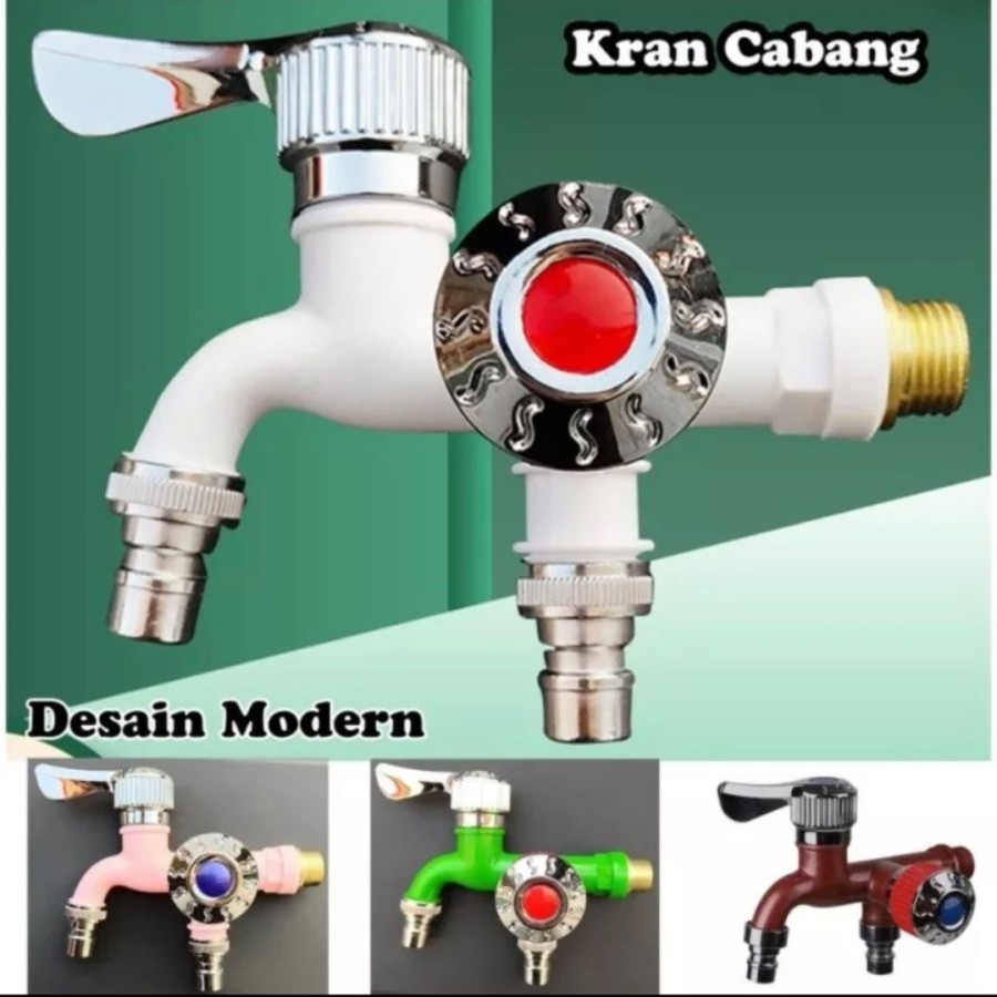 Keran Kran Shower Double Faucet Dobel Cabang Air Pump 1/2&quot; Ledeng Mode