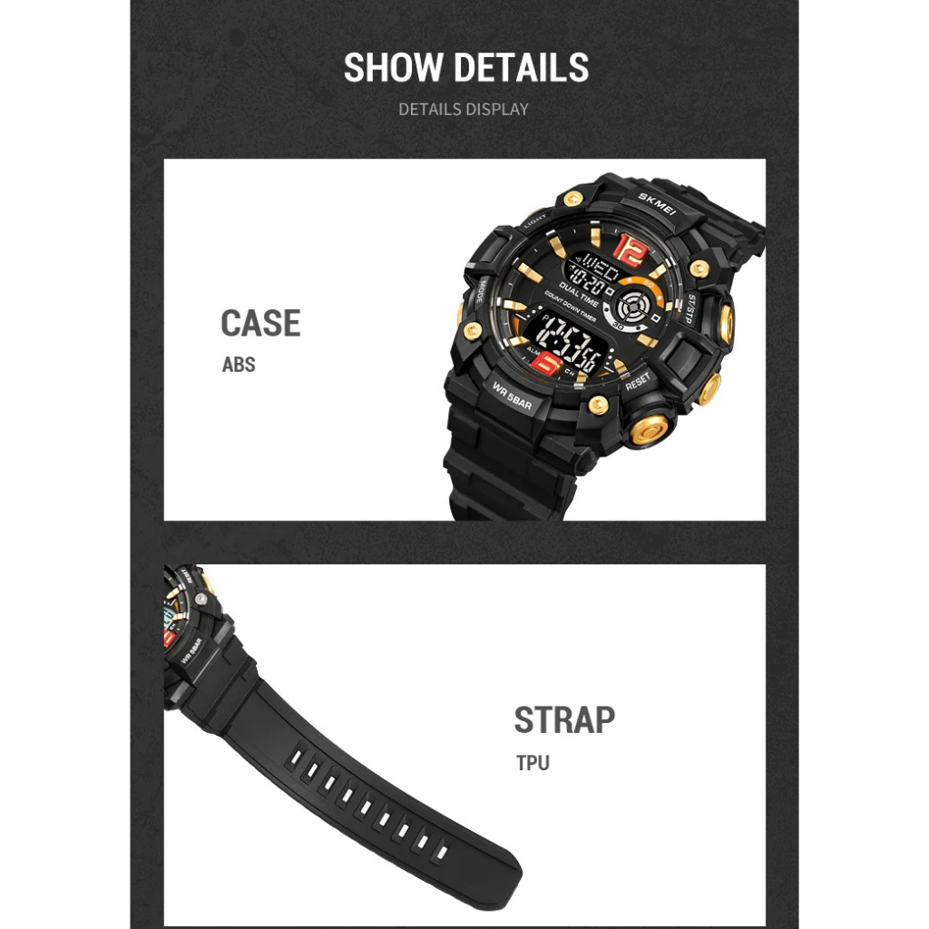 Jam Tangan Pria Digital Sport Watch Chrono Alarm Waterproof Jam Digital Premium Desain Efisien Anti Air