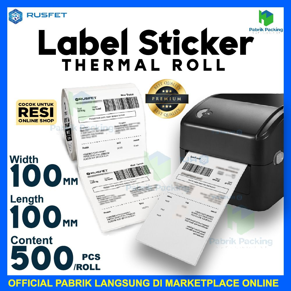 

Label roll thermal 500pcs stiker thermal rusfet satuan resi online A6