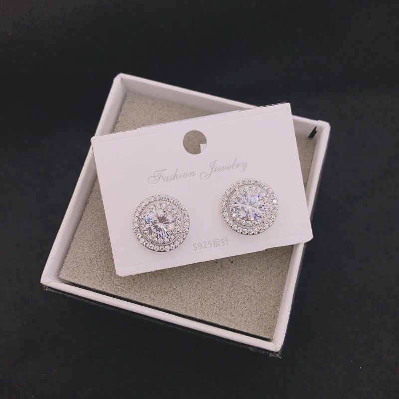 Anting Silver925 perak mata kilau Starling Silver Zircone  Premium Quality Mata Kilau Anti Karat Anti Alergi Earring Fashion Import Branded Band A2