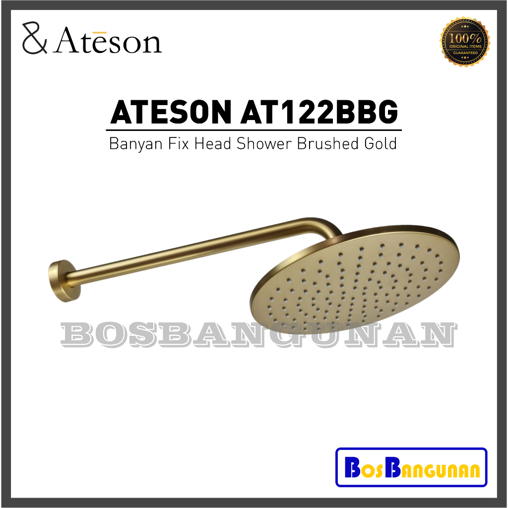 Shower Head ATESON AT122BBG Brushed Gold / Fix Shower Head ATESON AT 122 BBG Banyan Fix Head Shower 