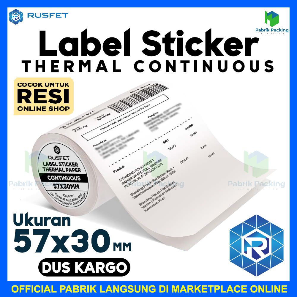 

Label sticker stiker thermal continuous rusfet lebel 57x30mm dus kargo