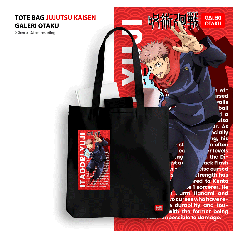 Galeri Otaku Totebag Kanvas Terbaru! Jujutsu Kaisen Gojo Satoru/ Yuji Itadori Special Edition