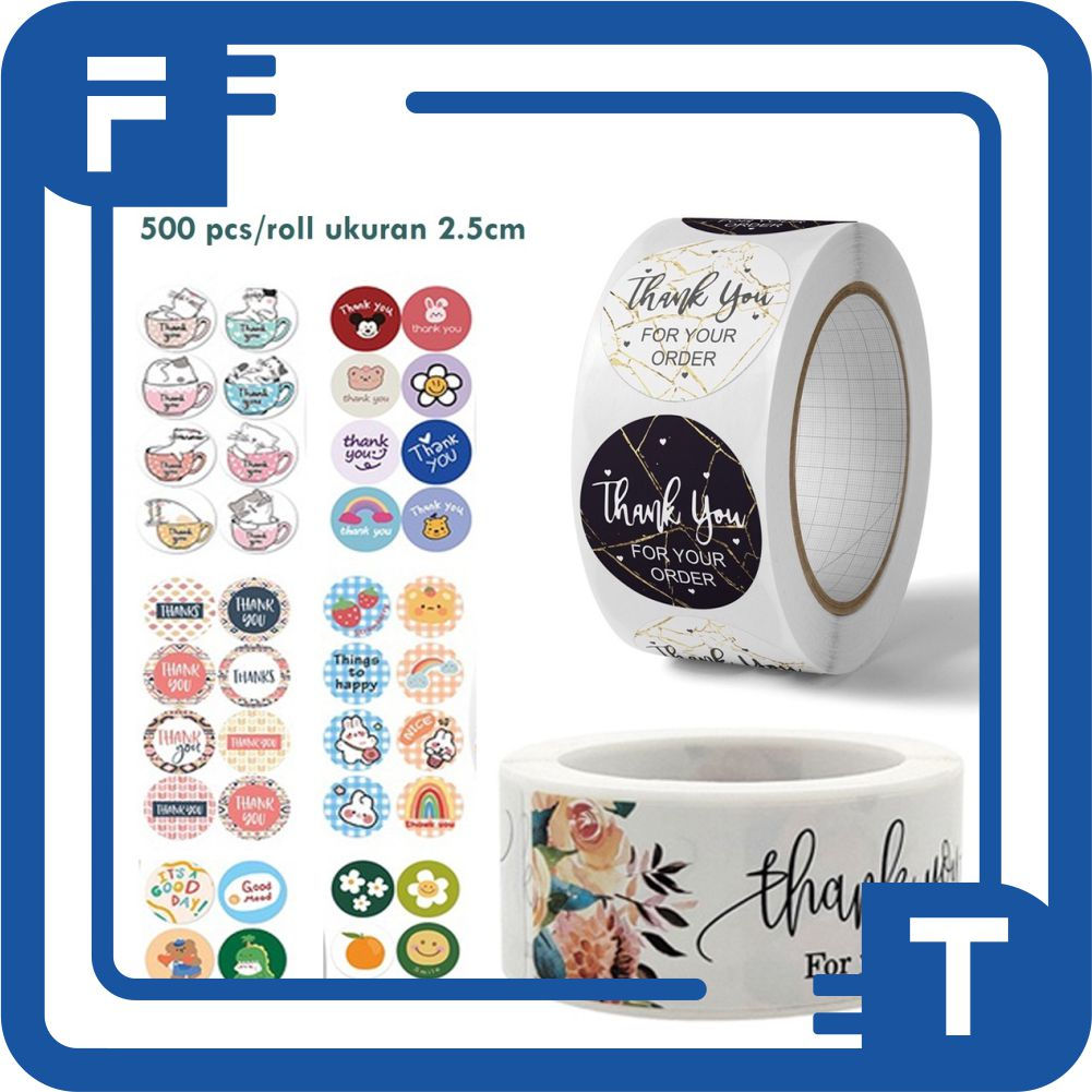 

✦FT✦ Sticker Thankyou 1Roll (500Pcs) Label Segel Order Packing Motif Bunga Love Serbaguna S058